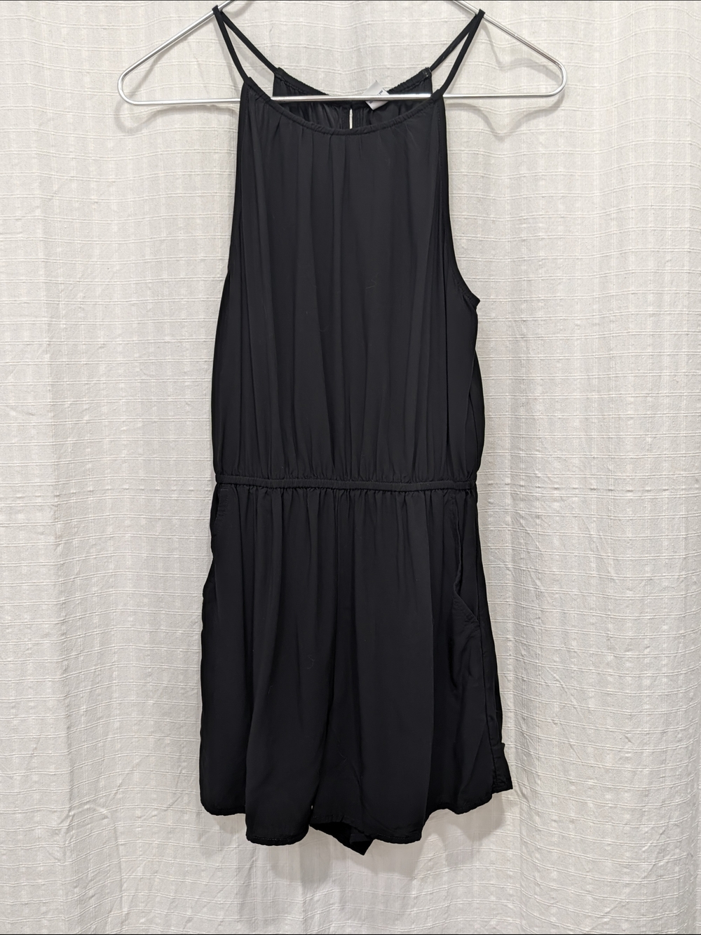 Old Navy Black Sleeveless High Neck Mini Romper With Pockets XS